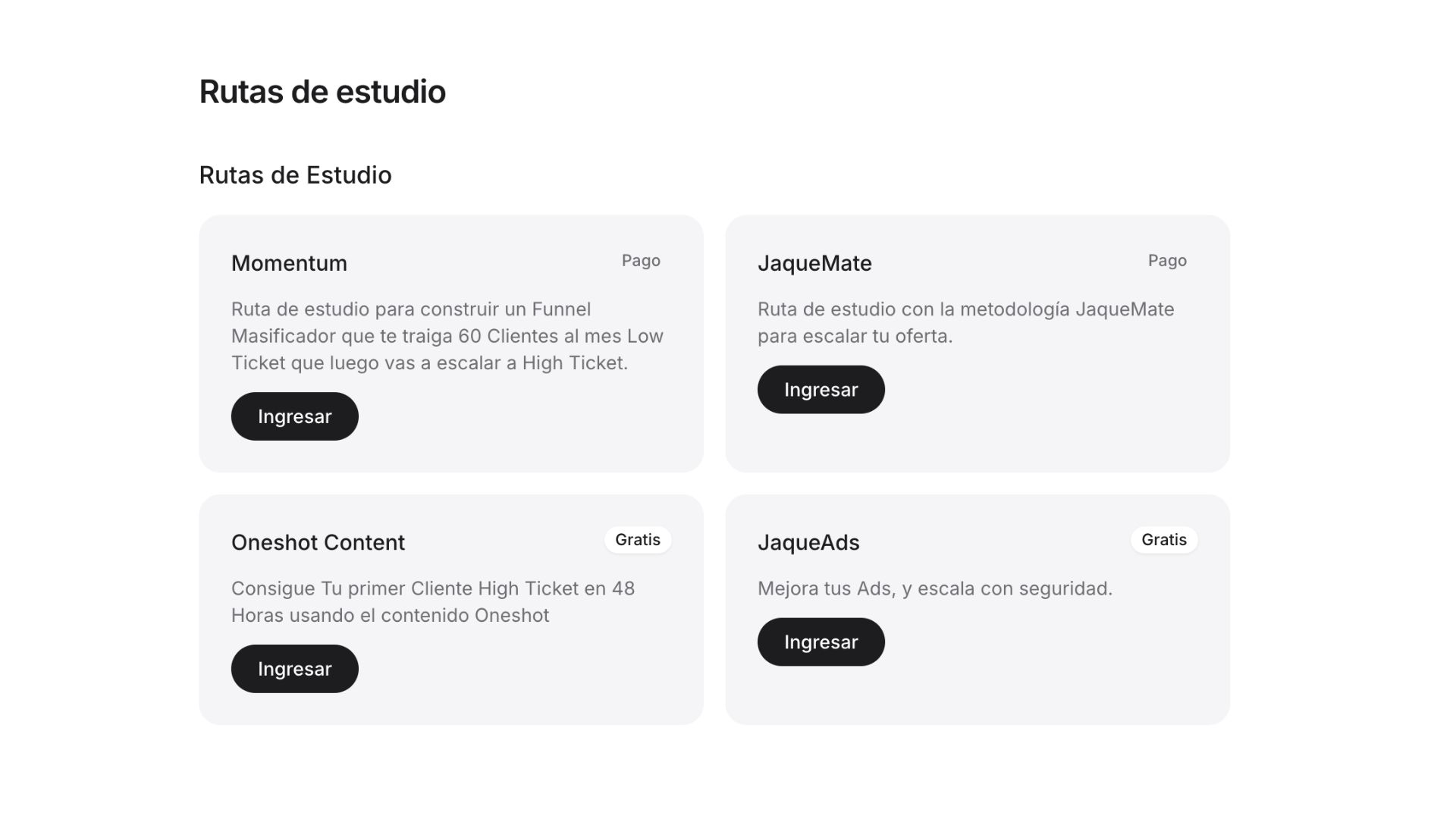 Rutas y Cursos · formación pregrabada